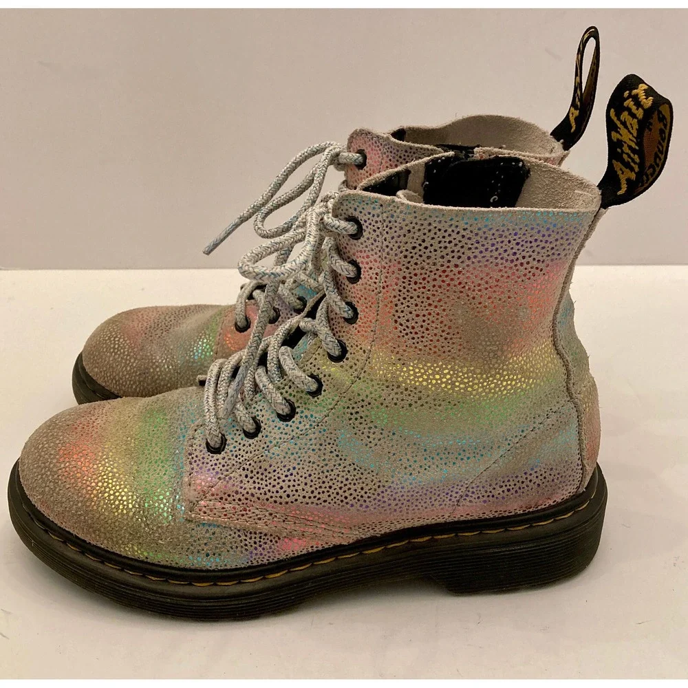 Doc Martens Airwalk Leather Multicolor Combat‎ Boots Lug Pascal J 1460 Kids Sz 2